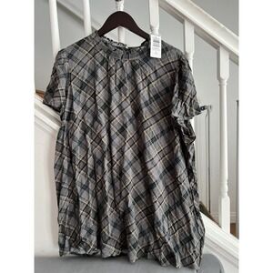 Torrid Plaid Flutter‎ Sleeve Shirt Size 1